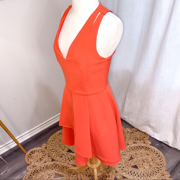 Adelyn Rae Asymmetrical Crepe Fit and Flare Dress - Picture 6 of 13